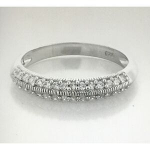 .925 Sterling Silver Pave Sim Diamond Anniversary Band Sz 9